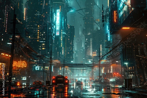 Wallpaper Mural Sprawling Cyberpunk Metropolis A Vast and Thriving Technological Megacity Torontodigital.ca
