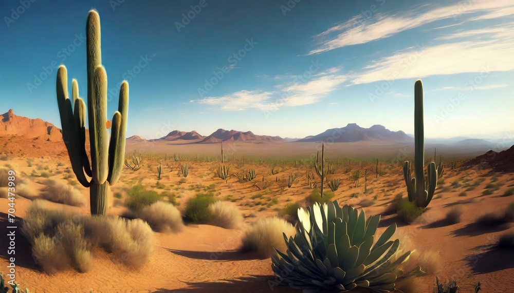 desert landscape with cacti generation ai