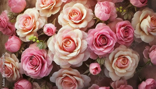 beautiful artificial rose flowers background vintage style