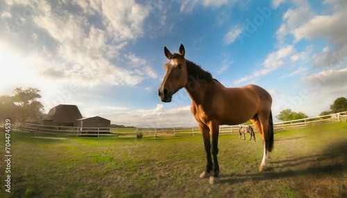 horse standing on ranch