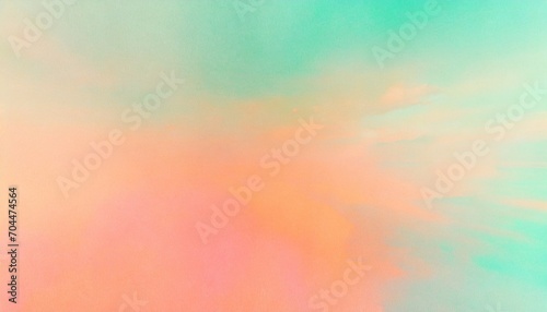 orange pink teal green abstract retro grainy gradient background noise texture effect summer poster design © Enzo
