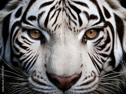 close-up detailed portrait of a white tiger s face