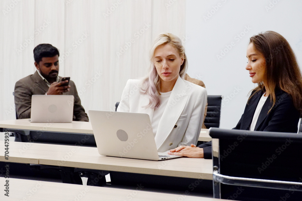 Managers and employees work in the office. and marketing planning meeting. Managers and employees work in the office. and marketing planning meeting.