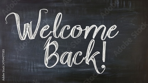Back to School Welcome Back Message on a Black Chalkboard photo