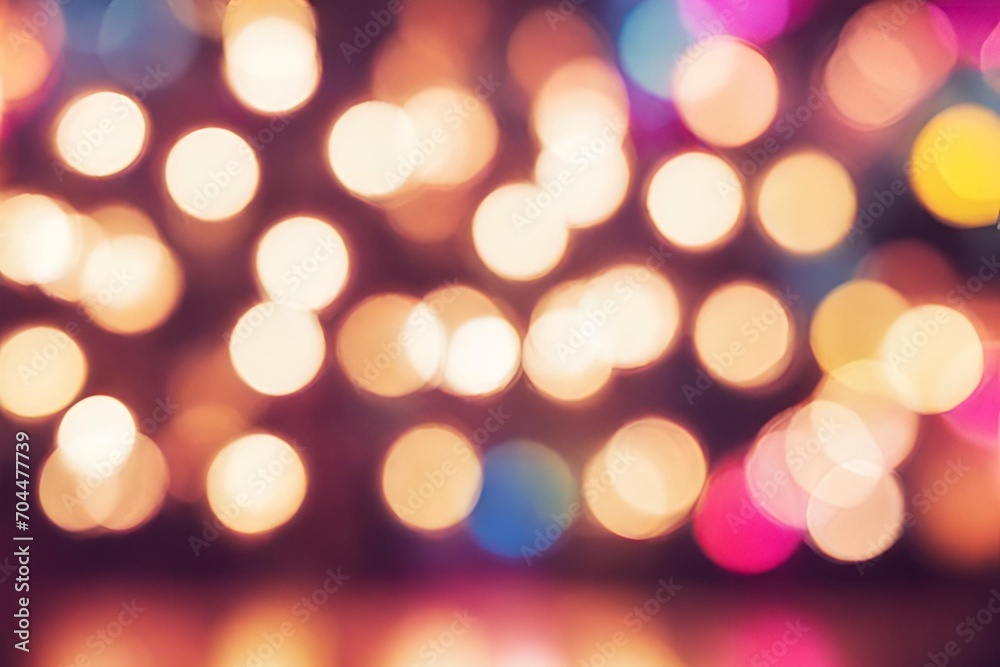 Fototapeta premium holiday illumination and decoration concept - christmas garland bokeh lights over dark blue background