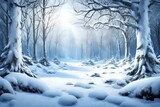 Winter snow-covered forest