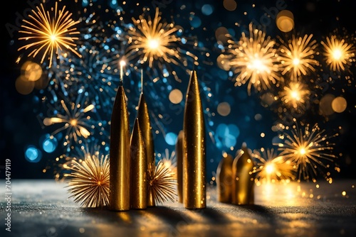 Gold and blue Fireworks and bokeh  © Sikandar Hayat