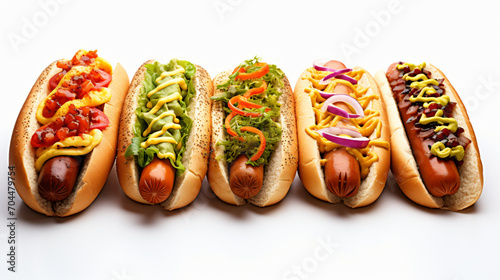Hot dogs fully loaded with assorted toppings