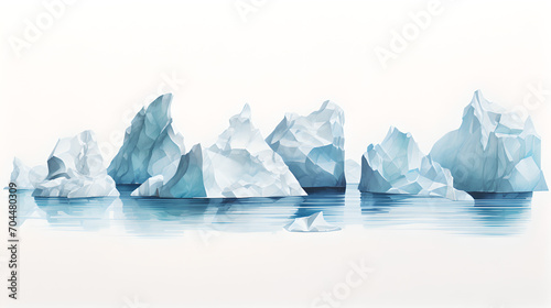 abstract minimalistic ice bergs swimming on the water - concept of climate change and melting poles photo