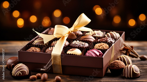 chocolate praline box, food, brown, sweet, dessert, candy, white, coffee,  gift, box, cocoa, closeup, fashion, shoes, dark, milk, bar, delicious, ribbon, bean, gourmet, valetines days, love, gift photo