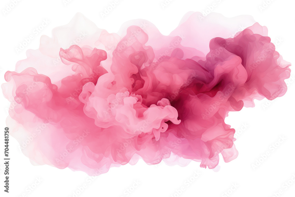 Cloud of abstract pink powder explosion isolated