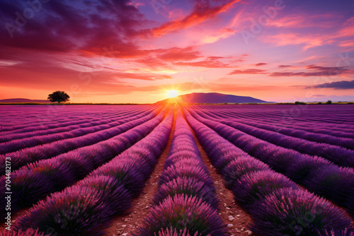 Stunning view of lavender fields in summer