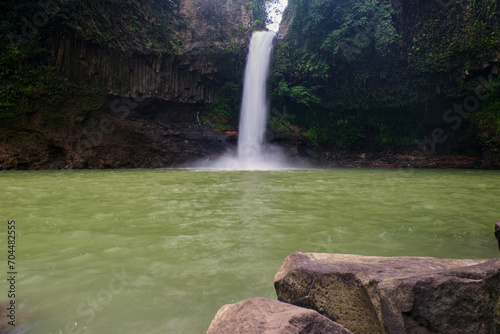 High Waterfall Scene Captured Using Slow Shutter Speed