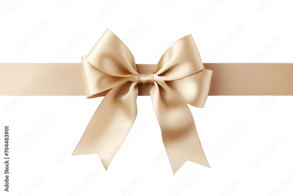 Beige ribbon with bow isolated png Beige ribbon with bow isolated png