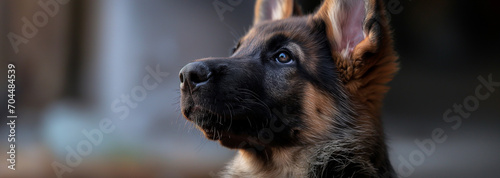 portrait of a german shepherd, Police Dog Training the Perfect Partner.  German Shepherd's Close-Up.  Eyes, Face, and Nose Of A Pet Dog. 