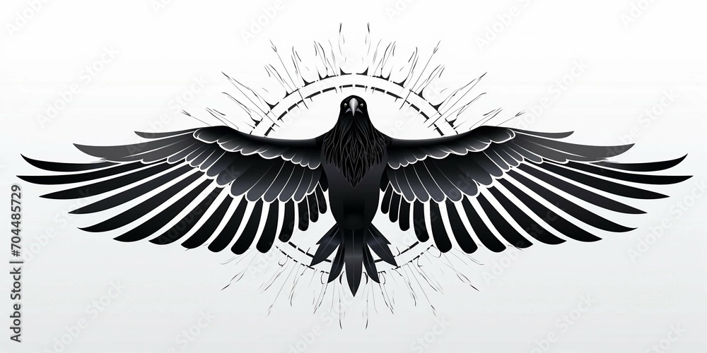 Fototapeta premium A Soaring Crow or Raven Wings Spread Wide Banner