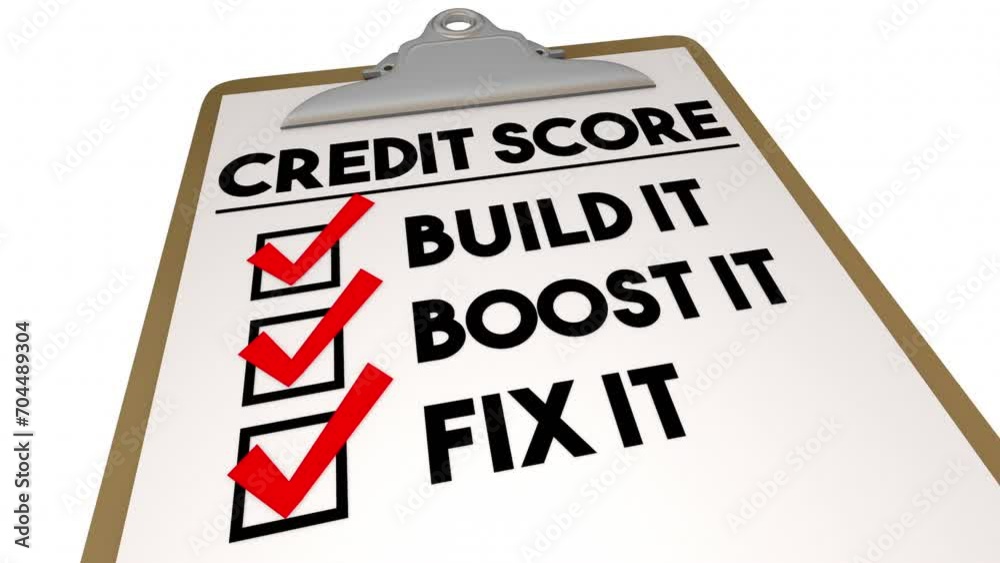 Credit Score Build Boost Fix It Checklist Steps How to Apply Loan Best Rate 3d Animation