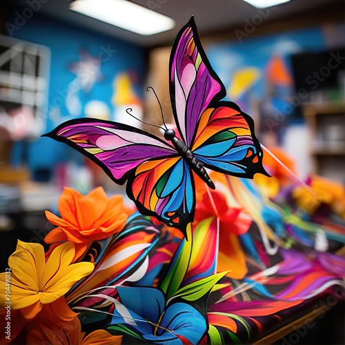 A Close-up of a Kite with Intricate and Colorful Designs photo