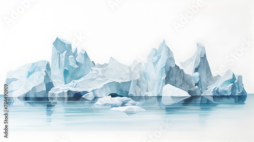 abstract minimalistic ice bergs swimming on the water - concept of climate change and melting poles