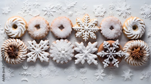 winter themed desserts on snow flakes design