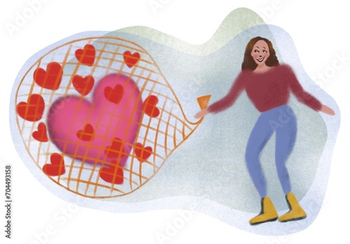 Illustration about falling in love, winning hearts, Valentine's day