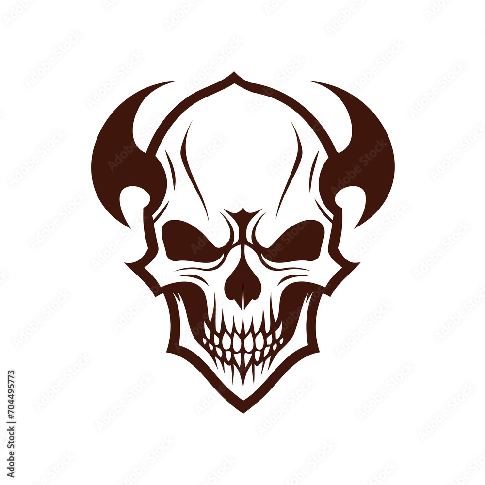 Monster Skull with Crossbones Illustration
