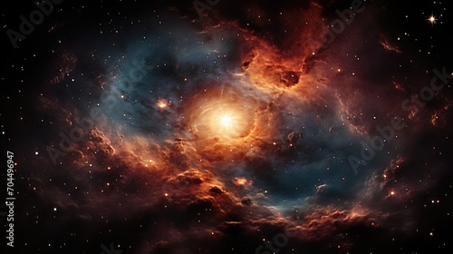 A Close-up of a Swirling Nebula with a Star-Filled Background