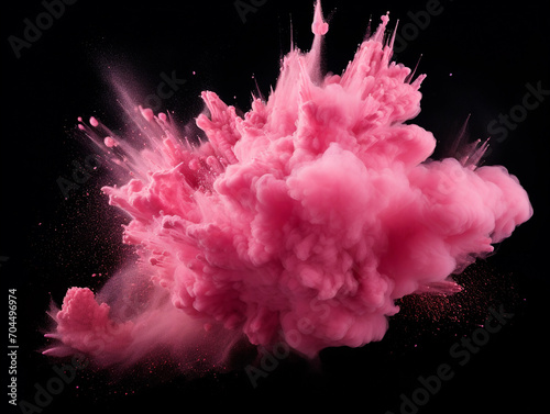 Image of a pink powder explosion on black 