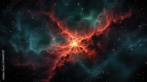 A Close-up of a Swirling Nebula with a Star-Filled Background