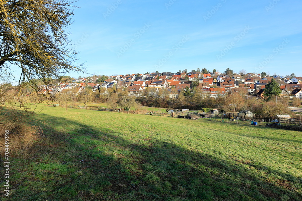 Blick auf den Ort Heimsheim im Landkreis Pforzheim Blick auf den Ort Heimsheim im Landkreis Pforzheim