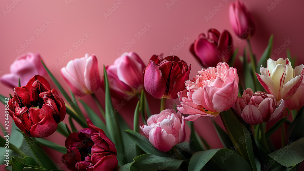 Beautiful background of tulips and flowers Beautiful background of tulips and flowers