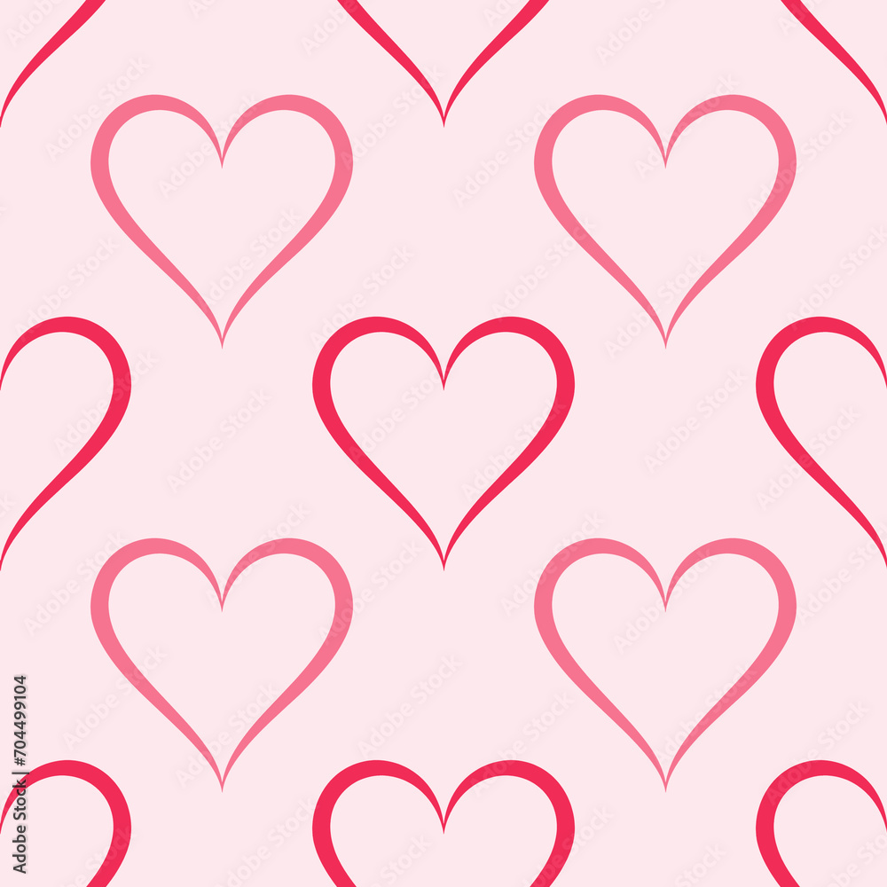 Valentine pattern seamless heart shape pink colors background.