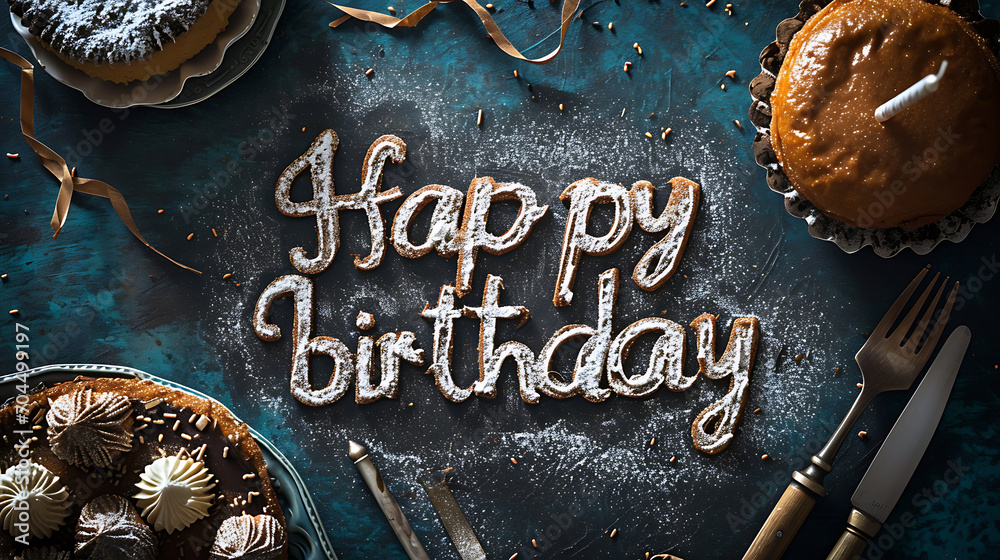 Celebrate in Style: Festive 'Happy Birthday' Lettering with Vibrant Graphics