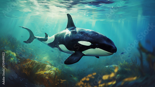 Orca, the killer of whales under the water 