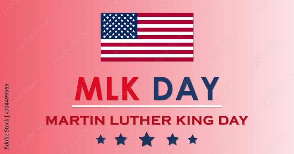 Martin Luther King Jr. Day poster banner animation with US flag in 4K
