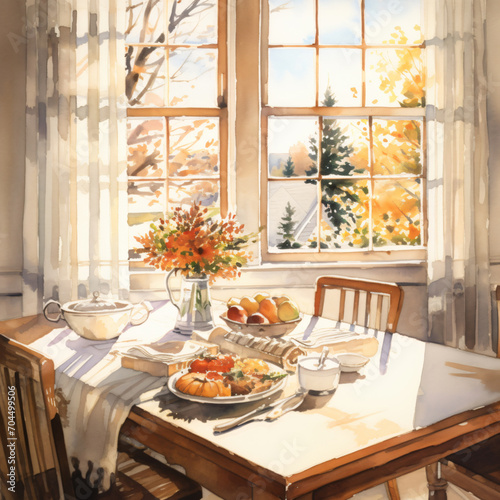 Fall  Autumn  Thanksgiving watercolor background
