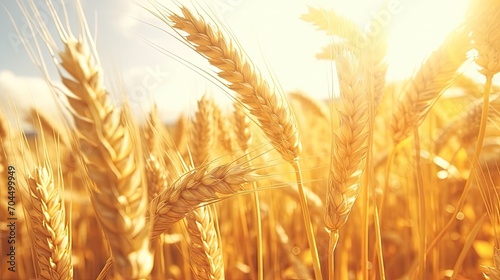 A golden wheat field  rice swaying in the wind  high speed continuous shooting