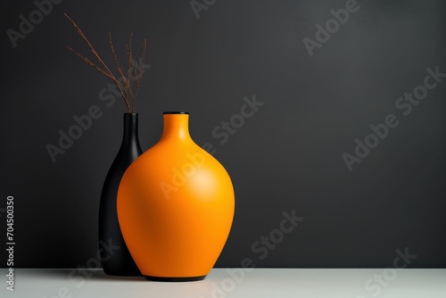 Stylish Vase, Minimal Design with Orange and Black Colors