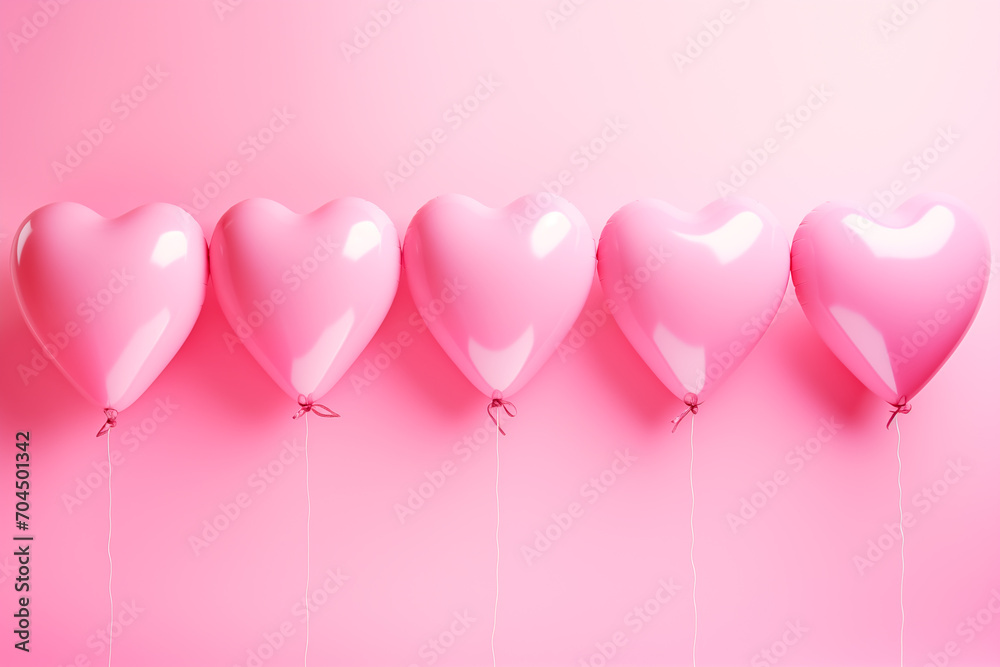 pink heart shaped balloon on pink background