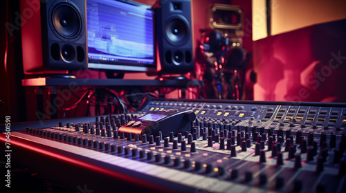 Audio recording equipment in a studio. Control boards and knobs. © Jammy Jean