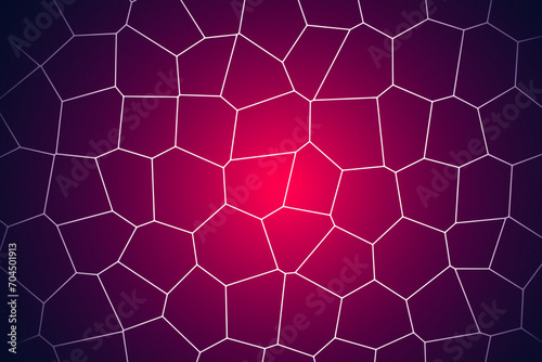 Abstract geometric Voronoi background. Minimalist design with irregular polygonal shapes in gradient rendering red to black. Fine grain texture effect. Copy space © Elena