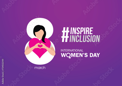 International women's day concept poster. Woman sign illustration background. 2024 women's day campaign theme- #InspireInclusion