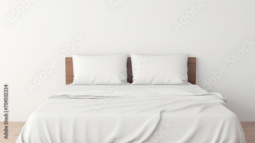 Mockup of a white blanket without any wrinkles laying flat on a bed 