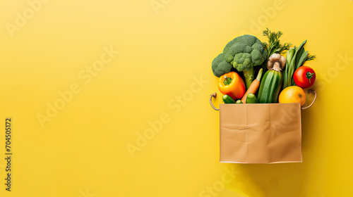 Vegetable in paper bag for healthy food and lifestyle