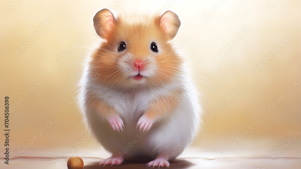 Hamster on a beige background. 3d rendering. Computer digital drawing.