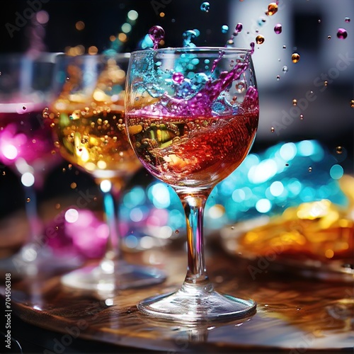 Champagne Glass Overflowing with Soft Drinks For Celebration