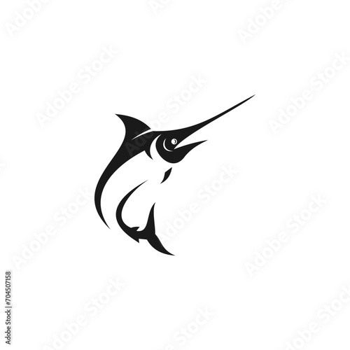 Swordfish Logo isolated on white background. Design swordfish for logo, Simple and clean flat design of the swordfish logo template. Suitable for your design need, logo, illustration, animation, etc.