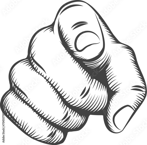 Pointing finger engraving
