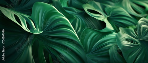 Wallpaper featuring the intricate details of a Monstera leaf in macro, showcasing the unique textures and vibrant green hues