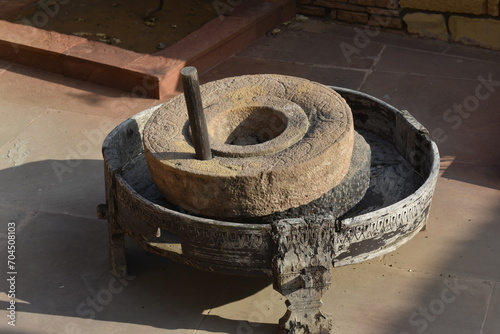 Old masala grinder machine of rock